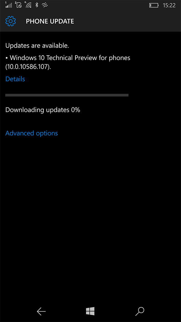 快讯：微软推送Win10 Mobile技术预览版10586.107