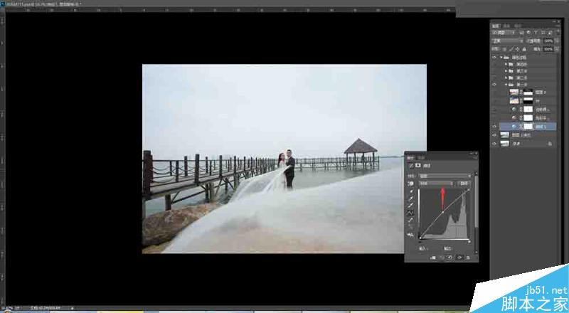 Photoshop给单调的外景婚片添加唯美云彩效果,PS教程,思缘教程网