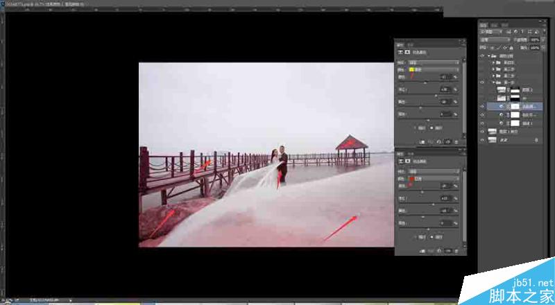 Photoshop给单调的外景婚片添加唯美云彩效果,PS教程,思缘教程网
