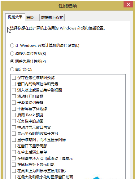 Windows8.1系统关闭视觉特效的方法步骤
