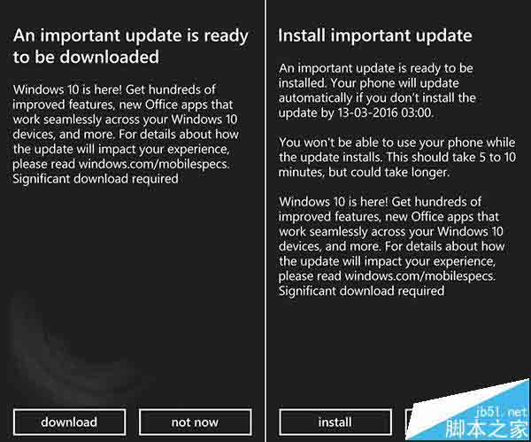 WP8.1系统直接升级Win10 Mobile更新过程体验 官方截图