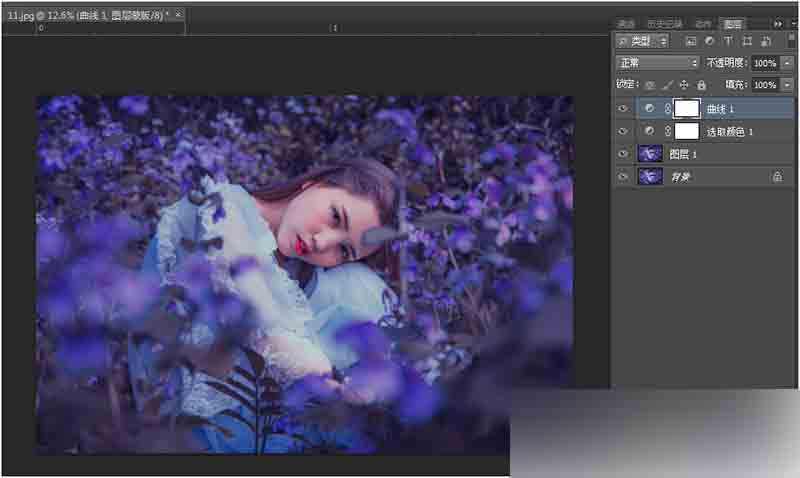 PS打造梦幻唯美的花海人像照片