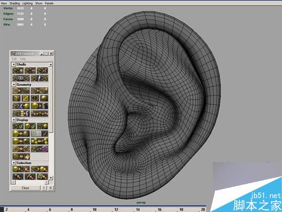 maya多边形建模人物耳朵 脚本之家 maya建模教程