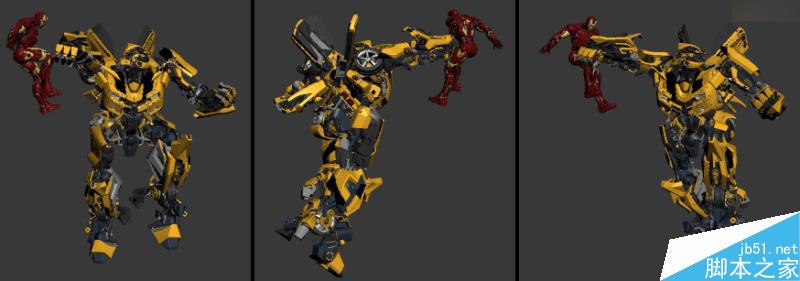 当大黄蜂遭遇钢铁侠制作解析 脚本之家 3DSMAX动画角色教程