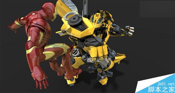 当大黄蜂遭遇钢铁侠制作解析 脚本之家 3DSMAX动画角色教程