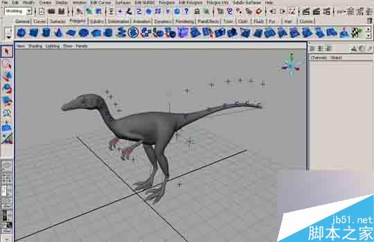 MAYA 7.0恐龙建模的方法和制作步骤介绍”