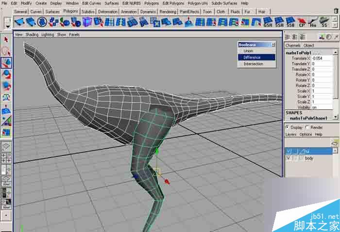 MAYA 7.0恐龙建模教程 脚本之家 MAYA建模教程