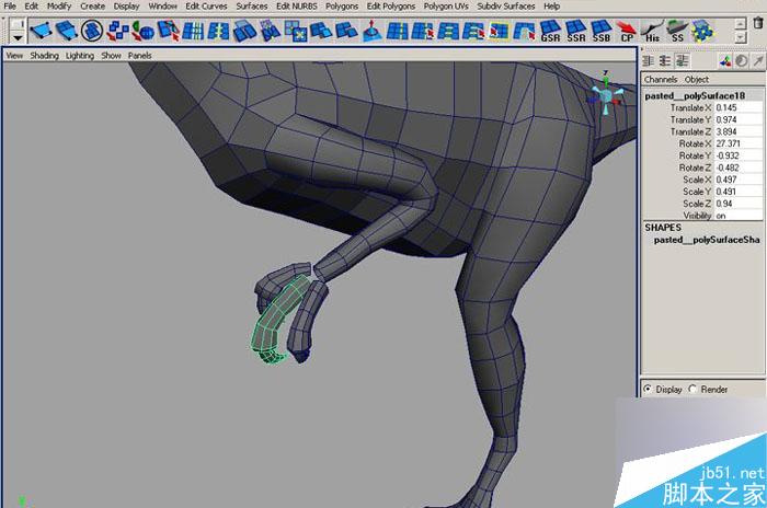 MAYA 7.0恐龙建模教程 脚本之家 MAYA建模教程