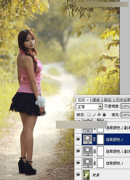 Photoshop调出公园女孩秋季暖色艺术效果,PS教程,思缘教程网