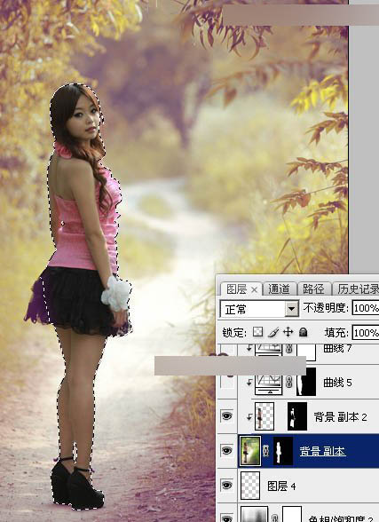 Photoshop调出公园女孩秋季暖色艺术效果,PS教程,思缘教程网