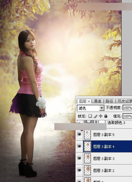 Photoshop调出公园女孩秋季暖色艺术效果,PS教程,思缘教程网