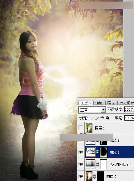 Photoshop调出公园女孩秋季暖色艺术效果,PS教程,思缘教程网