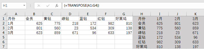 Excel里数据转置功能实现行列互换位置 并且数据自动变化