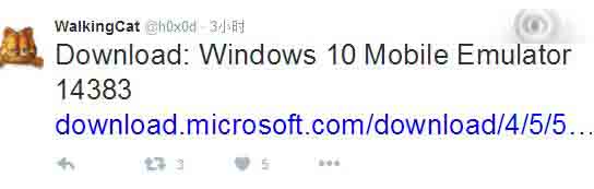 Win10 Mobile预览版14383模拟器下载泄露 推送在即”