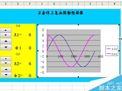 如何利用excel制作动态正余弦函数图像