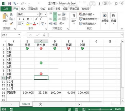 Excel2013用红灯图标记录的方法