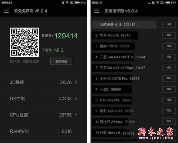 诺基亚6和小米5性能哪个好 屏幕与跑分对比