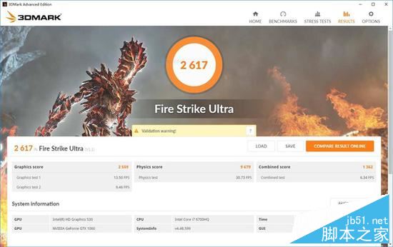 GTX1060 移动版 Firestrike Ultra