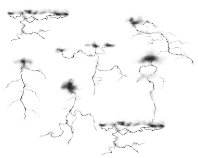 12种酷炫的空中闪电/雷电photoshop笔刷素材