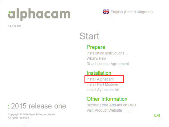 alphacam2015破解版下载 Vero AlphaCAM 2015 R1 英文特别版(附安装破解教程)