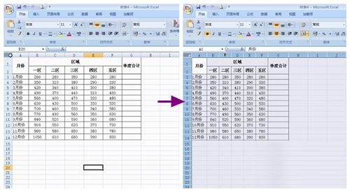 excel2007调整表格行列宽度的设置方法