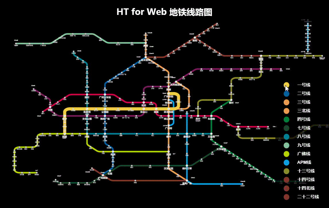 基于 HTML5 Canvas实现 的交互式地铁线路图