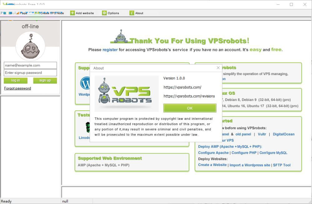 VPSrobots(一站式网站管理软件) 1.0 官方版