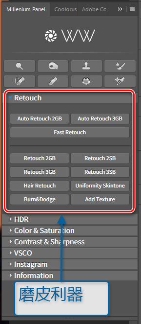 超级PS扩展插件Millenium Panel 调色和磨皮