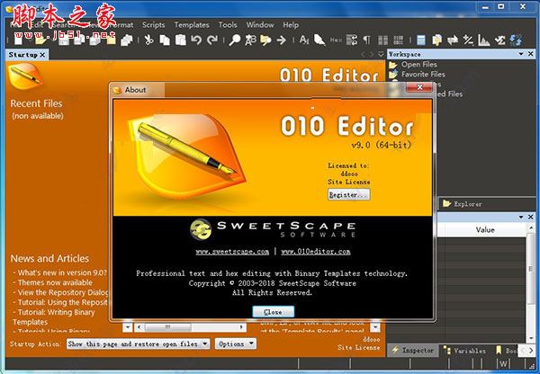 010 Editor破解版下载 16进制文件编辑器(SweetScape 010 Editor Portable) v9.0 英文绿色版