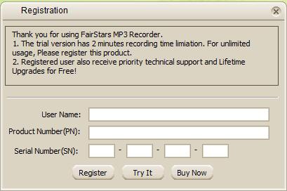 FairStars MP3 Recorder(录音软件) v2.50 英文特别版 安装版