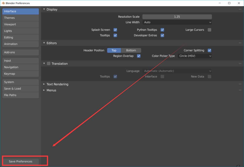 blender中ui页面字体大小怎么缩放?