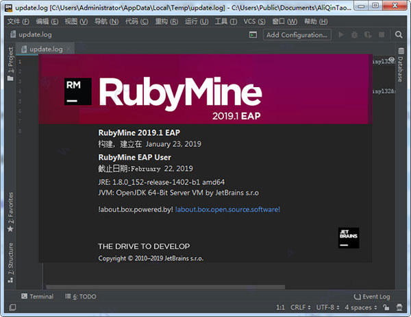 RubyMine 2019绿色汉化破解版