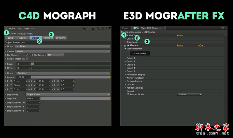 AE 3D插件下载 AE运动图形克隆破碎文字特效脚本AEscripts E3D Mografter FX 1.1 + 使用教程