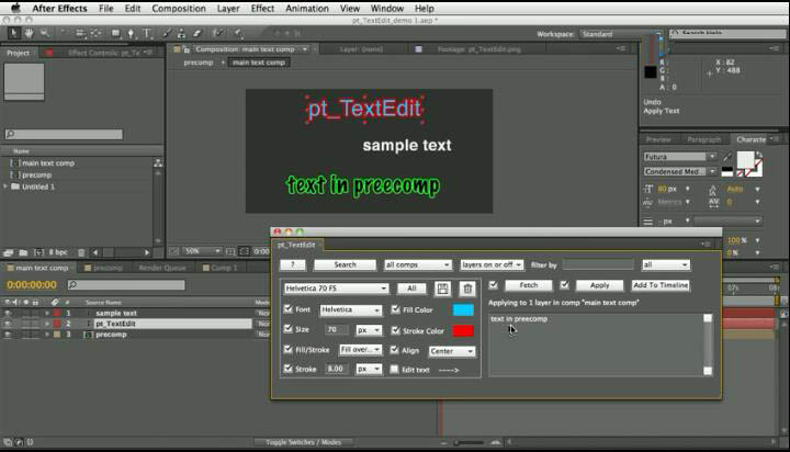 TextEdit文字插件下载 AE批量文字替换图层样式属性编辑脚本Aescripts pt_TextEdit V2.5 免费版+使用教程
