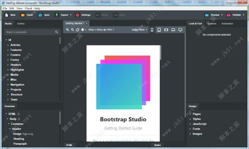 Bootstrap Studio 特别版 v4.5.3 64位 附激活教程+补丁