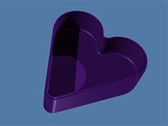caxa3D怎么快速建模并渲染亮紫色心形盒子?