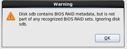 安装CentOS 6.x报错"Disk sda contains BIOS RAID metadata"解决方法”