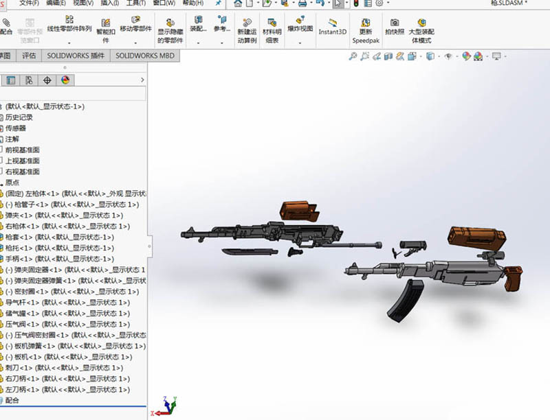 solidworks怎么拆分ak47突击步枪模型?