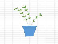 excel表格怎么绘制一盆绿植? excel画画的技巧