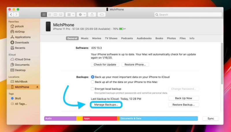 macOS Catalina中的iPhone备份文件如何删除?