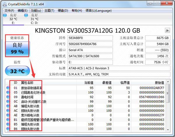 硬盘信息检测工具下载 CrystalDiskInfo 硬盘信息检测软件 v9.0.1 多语免装版 32位