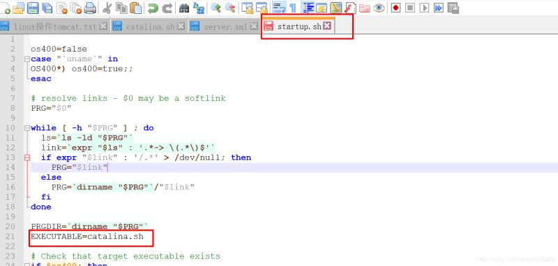 在startup.sh文件中 调用catalina.sh执行文件