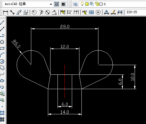 CAD怎么绘制蝶型螺母零件平面图? CAD蝶型螺母的画法