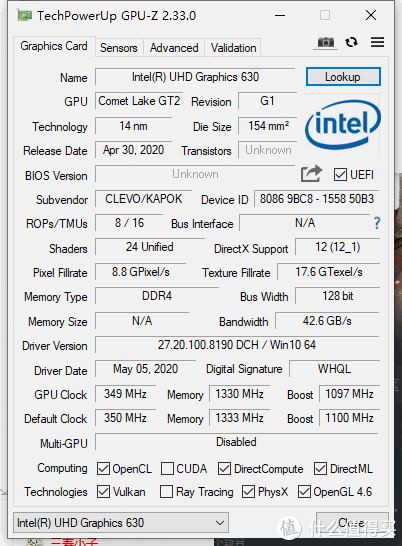 UHD630的核显参数一览