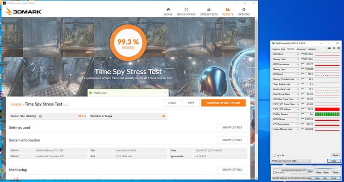 3DMark 20轮Time Spy稳定性压力测试通过率99.3%