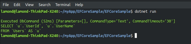 将EF Core生成的SQL语句显示在控制台中