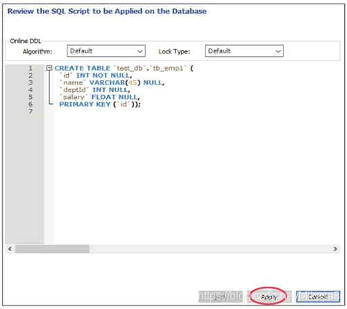 預覽創建數據表的SQL腳本