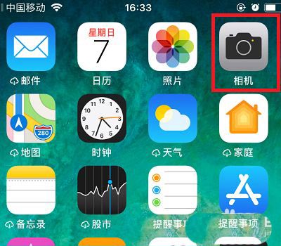 在苹果手机桌面上,点击相机图标进入