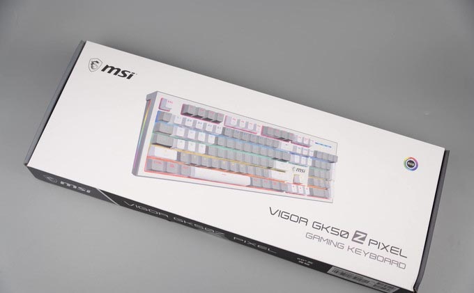 微星GK50Z PIXEL键盘怎么样?微星GK50Z PIXEL 60度灰青轴键盘开箱测评”