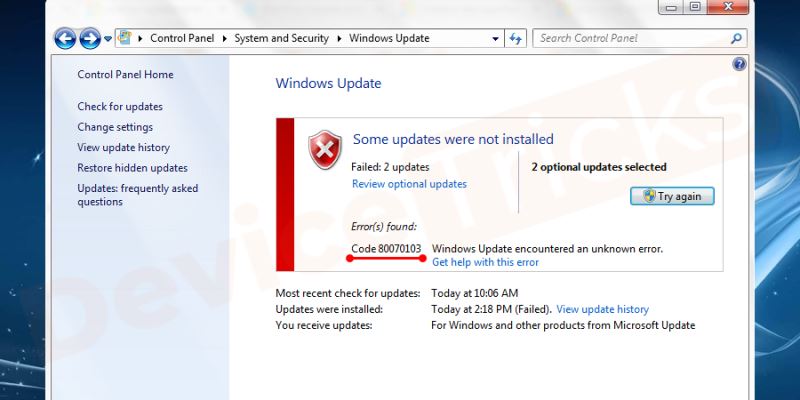 Windows Update出现错误代码80070103怎么办”